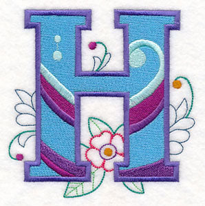 Vintage Flower Fade Letter H - 6 Inch