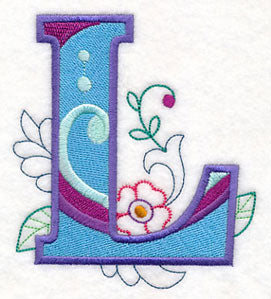 Vintage Flower Fade Letter L - 6 Inch – Embroidery Library