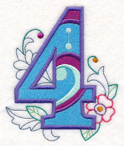 Vintage Flower Fade Number 4 - 6 Inch