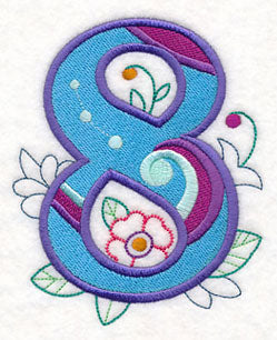 Vintage Flower Fade Number 8 - 6 Inch