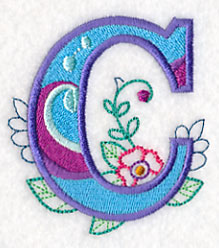 Vintage Flower Fade Letter C - 6 Inch