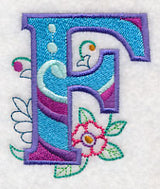 Vintage Flower Fade Letter F - 6 Inch