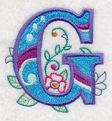 Vintage Flower Fade Letter G - 6 Inch