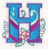 Vintage Flower Fade Letter H - 6 Inch
