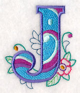 Vintage Flower Fade Letter J - 6 Inch