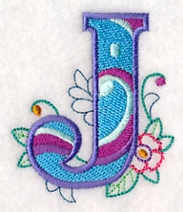 Vintage Flower Fade Letter J - 6 Inch