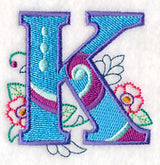 Vintage Flower Fade Letter K - 6 Inch