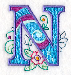 Vintage Flower Fade Letter N - 6 Inch