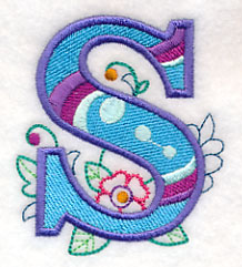 Vintage Flower Fade Letter S - 6 Inch