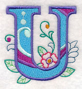 Vintage Flower Fade Letter U - 6 Inch