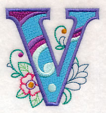 Vintage Flower Fade Letter V - 6 Inch