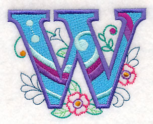 Vintage Flower Fade Letter W - 6 Inch