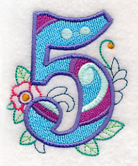 Vintage Flower Fade Number 5 - 6 Inch