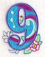 Vintage Flower Fade Number 9 - 6 Inch