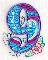 Vintage Flower Fade Number 9 - 6 Inch