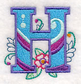 Vintage Flower Fade Letter H - 6 Inch