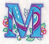 Vintage Flower Fade Letter M - 6 Inch