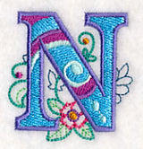 Vintage Flower Fade Letter N - 6 Inch