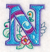 Vintage Flower Fade Letter N - 6 Inch