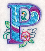 Vintage Flower Fade Letter P - 6 Inch