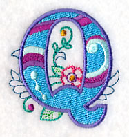 Vintage Flower Fade Letter Q - 6 Inch