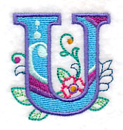 Vintage Flower Fade Letter U - 6 Inch