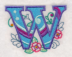 Vintage Flower Fade Letter W - 6 Inch