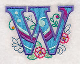 Vintage Flower Fade Letter W - 6 Inch