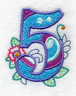 Vintage Flower Fade Number 5 - 6 Inch