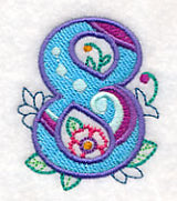 Vintage Flower Fade Number 8 - 6 Inch