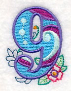 Vintage Flower Fade Number 9 - 6 Inch