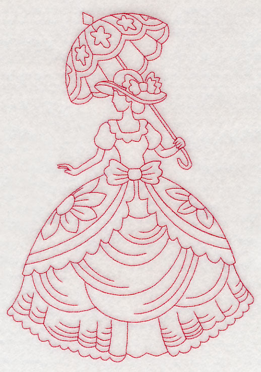 Victorian Lady - Layered Dress (Redwork)