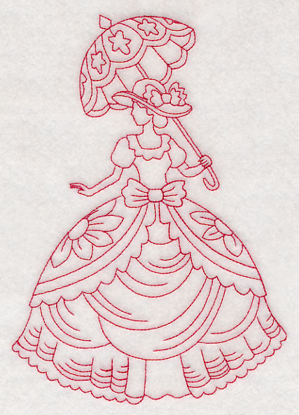 Victorian Lady - Layered Dress (Redwork)