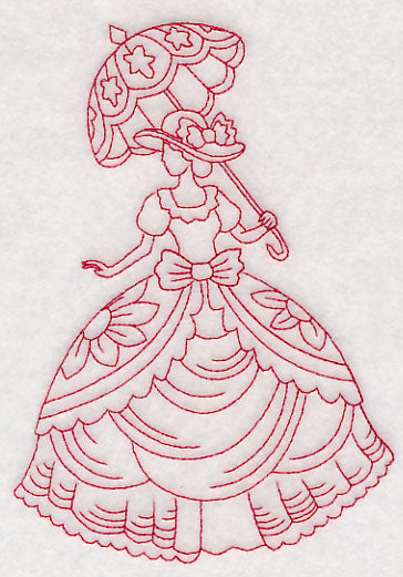 Victorian Lady - Layered Dress (Redwork)