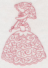Victorian Lady - Swirls Dress (Redwork)