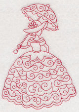 Victorian Lady - Swirls Dress (Redwork)