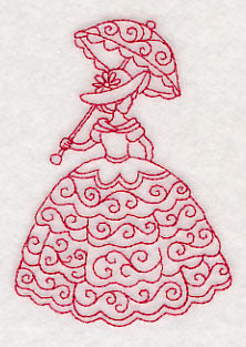 Victorian Lady - Swirls Dress (Redwork)