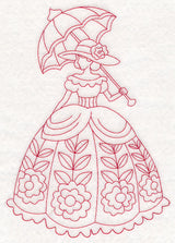Victorian Lady - Floral Dress (Redwork)