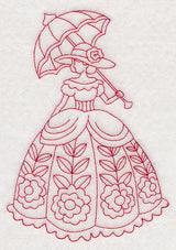 Victorian Lady - Floral Dress (Redwork)
