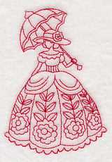 Victorian Lady - Floral Dress (Redwork)