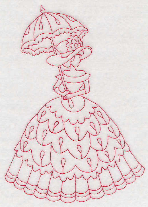 Victorian Lady - Teardrop Dress (Redwork)