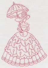Victorian Lady - Teardrop Dress (Redwork)