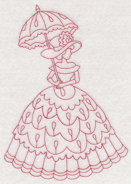 Victorian Lady - Teardrop Dress (Redwork)