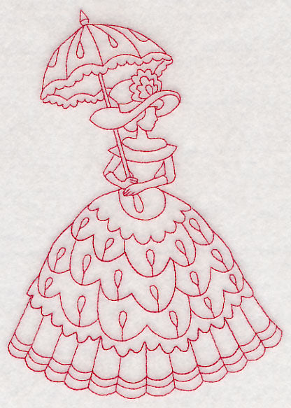 Victorian Lady - Teardrop Dress (Redwork)