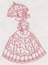 Victorian Lady - Teardrop Dress (Redwork)