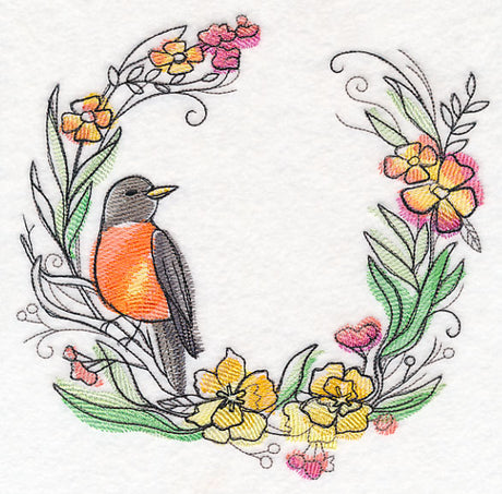 Robin Wreath in Watercolor