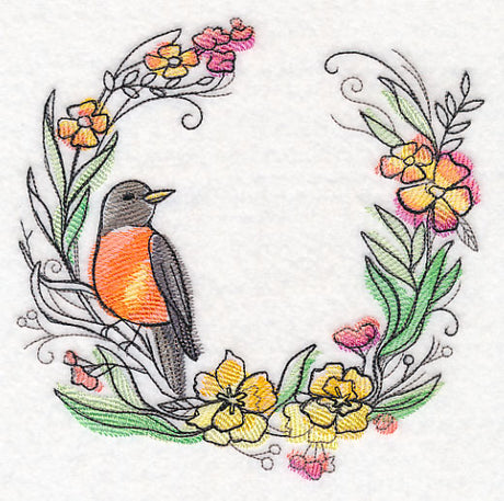 Robin Wreath in Watercolor