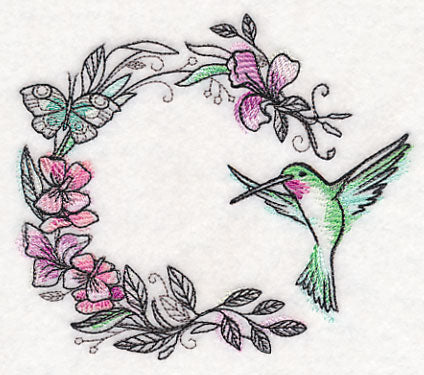Hummingbird Wreath in Watercolor