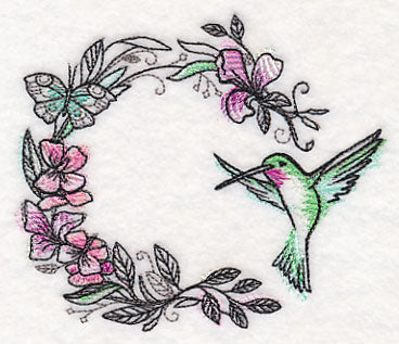 Hummingbird Wreath in Watercolor