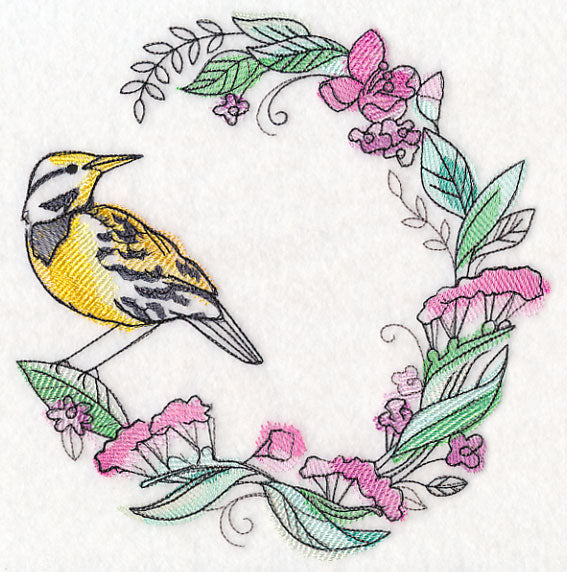 Meadowlark Wreath in Watercolor